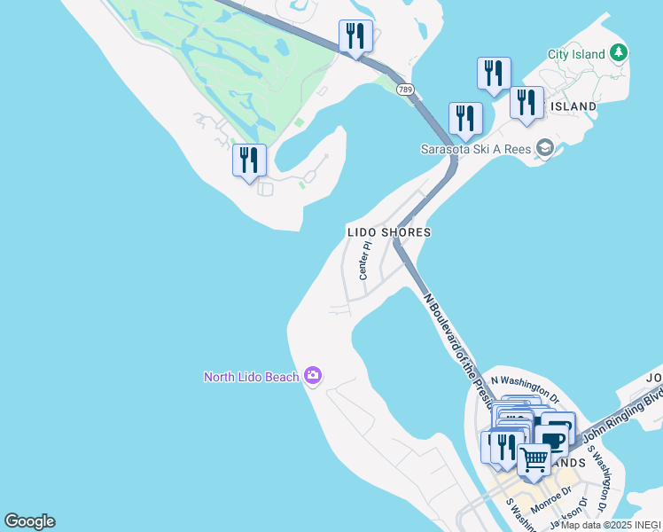 map of restaurants, bars, coffee shops, grocery stores, and more near 1157 Westway Drive in Sarasota