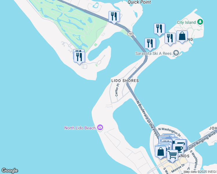 map of restaurants, bars, coffee shops, grocery stores, and more near 1199 Westway Drive in Sarasota