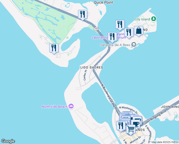 map of restaurants, bars, coffee shops, grocery stores, and more near in Sarasota