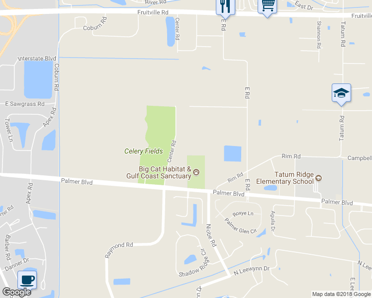 map of restaurants, bars, coffee shops, grocery stores, and more near 723 Center Road in Sarasota