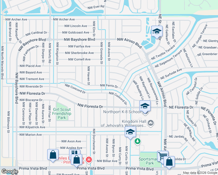 map of restaurants, bars, coffee shops, grocery stores, and more near 386 Northwest Ferris Drive in Port St. Lucie
