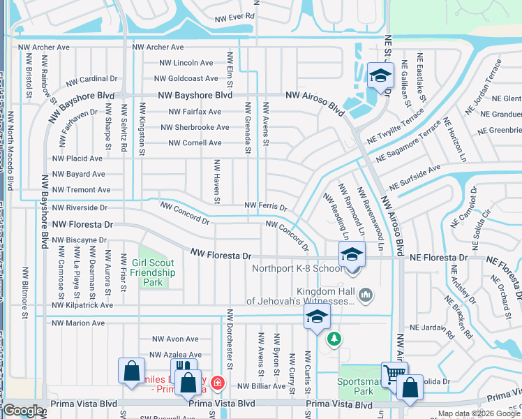 map of restaurants, bars, coffee shops, grocery stores, and more near 392 Northwest Ferris Drive in Port St. Lucie
