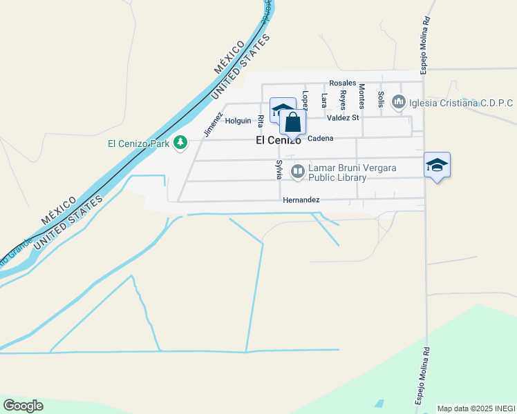 map of restaurants, bars, coffee shops, grocery stores, and more near 454 Hernandez in Laredo
