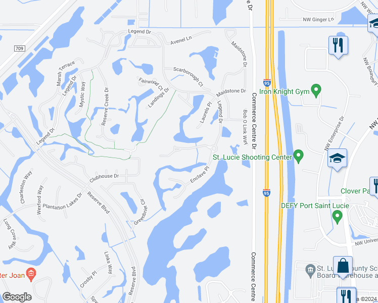 map of restaurants, bars, coffee shops, grocery stores, and more near 9329 Briarcliff Trace in Port St. Lucie