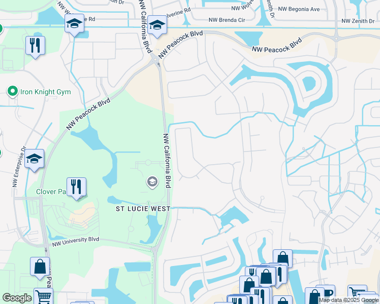 map of restaurants, bars, coffee shops, grocery stores, and more near 253 Northwest Toscane Tr in Port St. Lucie