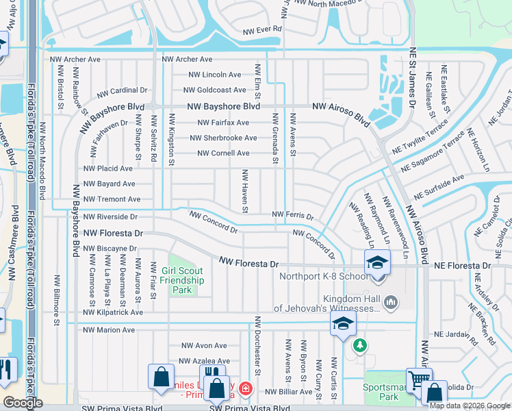 map of restaurants, bars, coffee shops, grocery stores, and more near 512 Northwest Colonial Street in Port St. Lucie