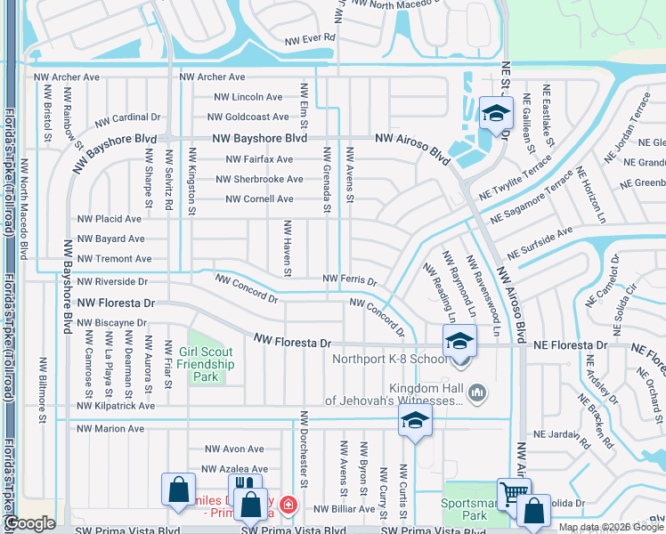 map of restaurants, bars, coffee shops, grocery stores, and more near 314 Northwest Ferris Drive in Port St. Lucie