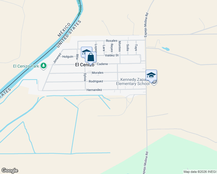 map of restaurants, bars, coffee shops, grocery stores, and more near 546 Hernandez in Laredo