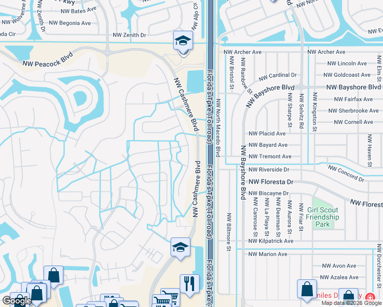 map of restaurants, bars, coffee shops, grocery stores, and more near 152 Northwest Pleasant Grove Way in Port St. Lucie