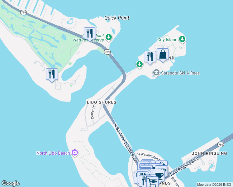 map of restaurants, bars, coffee shops, grocery stores, and more near 1354 Westway Drive in Sarasota