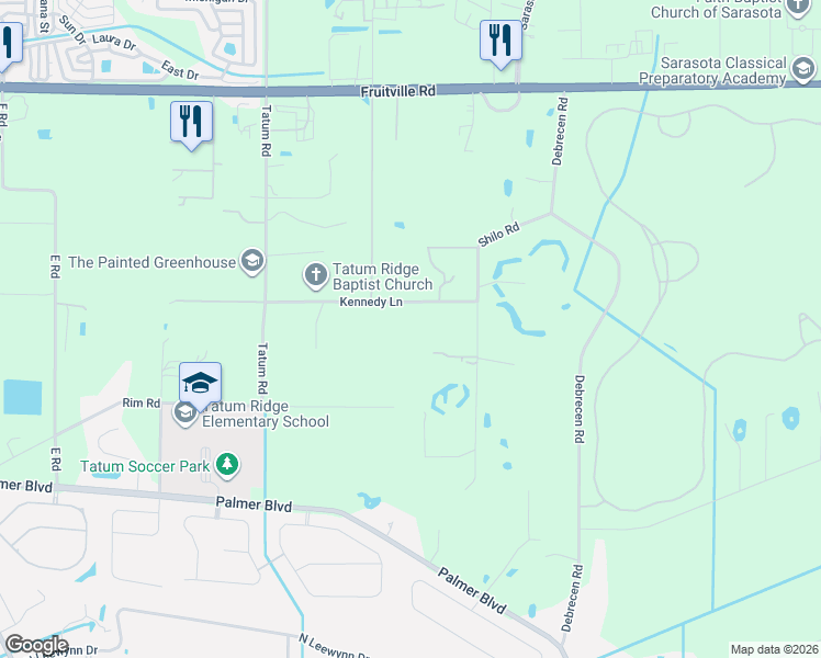 map of restaurants, bars, coffee shops, grocery stores, and more near 7906 Kennedy Lane in Sarasota