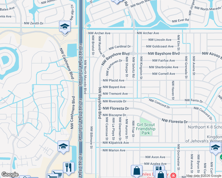 map of restaurants, bars, coffee shops, grocery stores, and more near 772 Northwest Bayard Avenue in Port St. Lucie