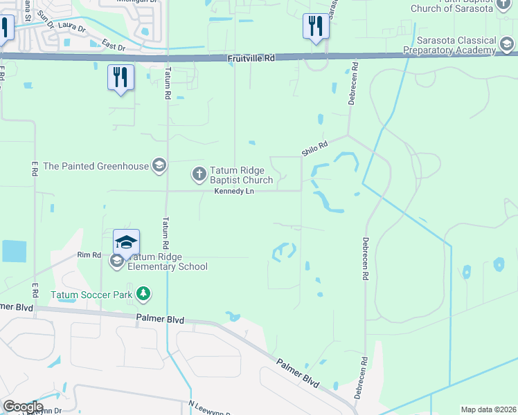 map of restaurants, bars, coffee shops, grocery stores, and more near 7906 Kennedy Lane in Sarasota