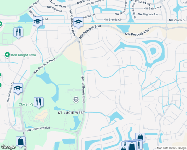 map of restaurants, bars, coffee shops, grocery stores, and more near 273 Northwest Toscane Tr in Port St. Lucie