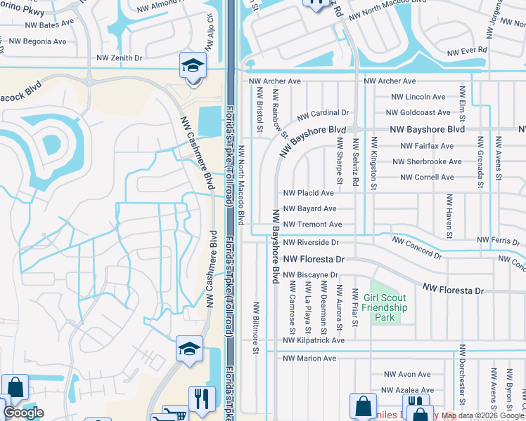 map of restaurants, bars, coffee shops, grocery stores, and more near 525 Northwest Cardinal Drive in Port St. Lucie