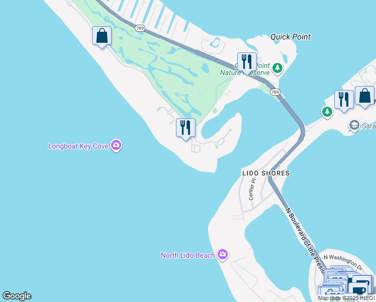 map of restaurants, bars, coffee shops, grocery stores, and more near 240 Sands Point Road in Longboat Key