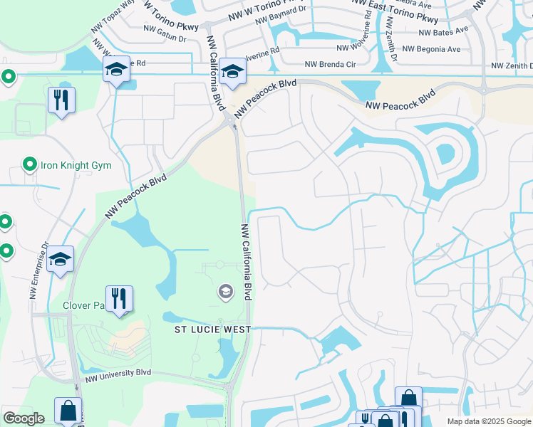map of restaurants, bars, coffee shops, grocery stores, and more near 273 Northwest Toscane Tr in Port St. Lucie