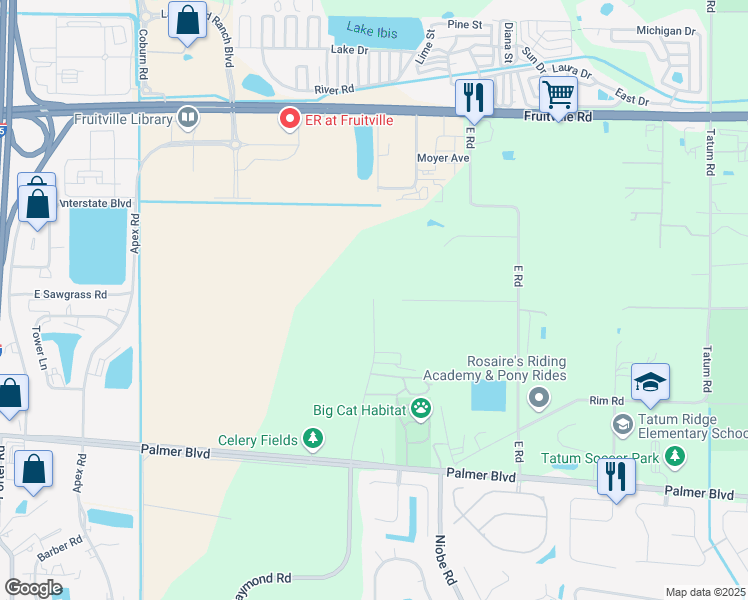 map of restaurants, bars, coffee shops, grocery stores, and more near Center Road in Sarasota