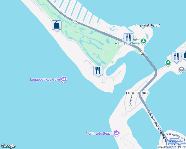 map of restaurants, bars, coffee shops, grocery stores, and more near 240 Sands Point Road in Longboat Key