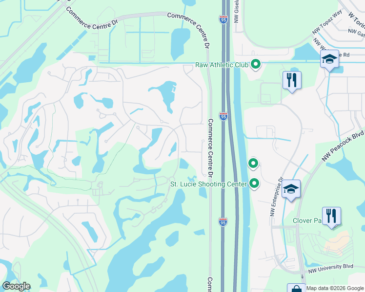 map of restaurants, bars, coffee shops, grocery stores, and more near 9140 Pumpkin Ridge in Port St. Lucie