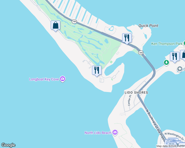 map of restaurants, bars, coffee shops, grocery stores, and more near 250 Sands Point Road in Longboat Key