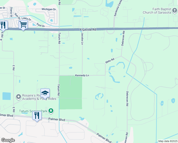 map of restaurants, bars, coffee shops, grocery stores, and more near 7911 Kennedy Lane in Sarasota