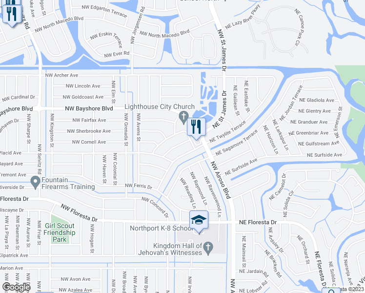 map of restaurants, bars, coffee shops, grocery stores, and more near 573 Northwest Turton Terrace in Port St. Lucie
