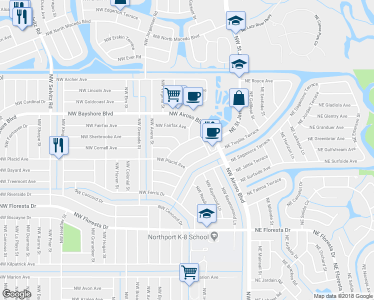 map of restaurants, bars, coffee shops, grocery stores, and more near 552 Northwest Turton Terrace in Port St. Lucie