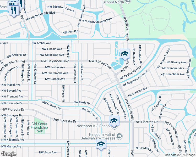 map of restaurants, bars, coffee shops, grocery stores, and more near 549 Northwest Salina Terrace in Port St. Lucie