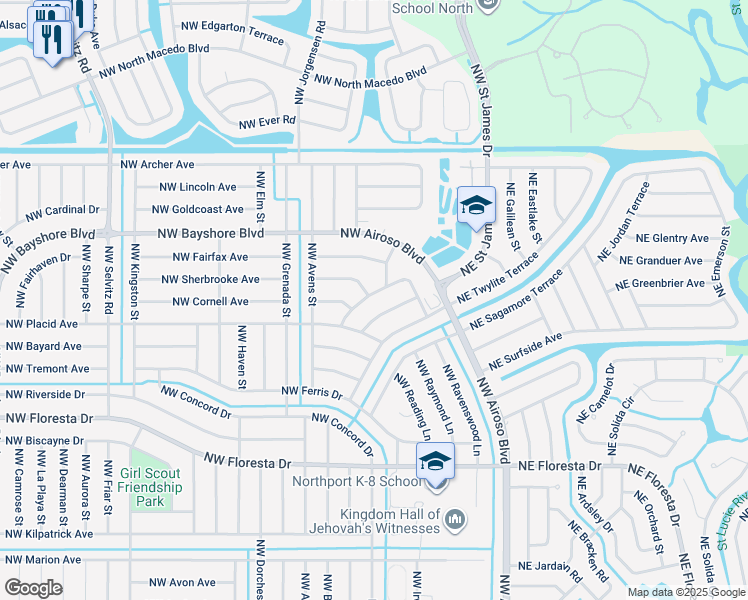 map of restaurants, bars, coffee shops, grocery stores, and more near 549 Northwest Salina Terrace in Port St. Lucie