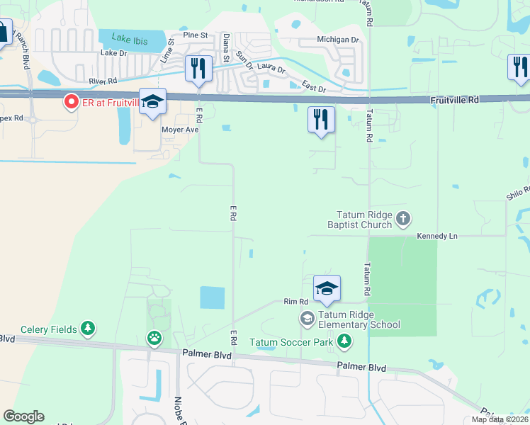 map of restaurants, bars, coffee shops, grocery stores, and more near 301 East Road in Sarasota