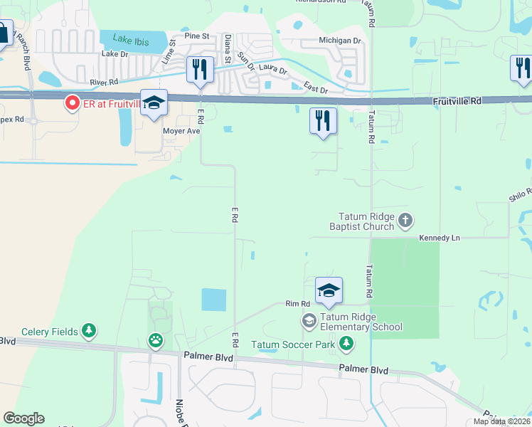map of restaurants, bars, coffee shops, grocery stores, and more near 301 East Road in Sarasota