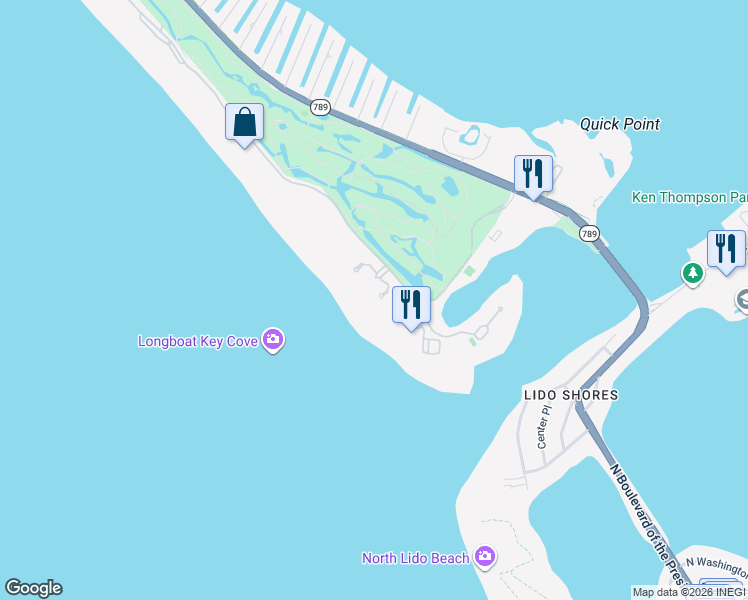 map of restaurants, bars, coffee shops, grocery stores, and more near 415 L Ambiance Drive in Longboat Key