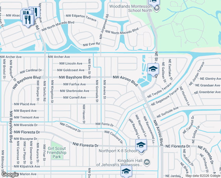 map of restaurants, bars, coffee shops, grocery stores, and more near 341 Northwest Sherbrooke Avenue in Port St. Lucie