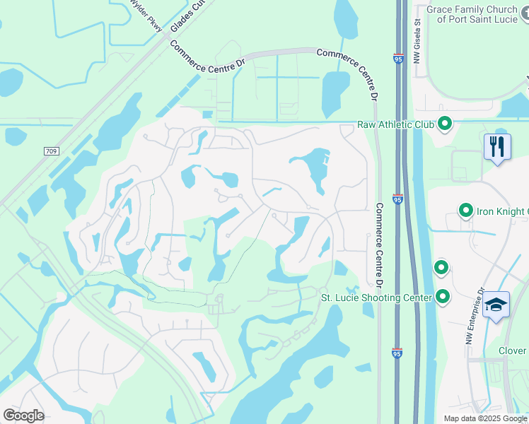 map of restaurants, bars, coffee shops, grocery stores, and more near 9609 Landings Drive in Port St. Lucie