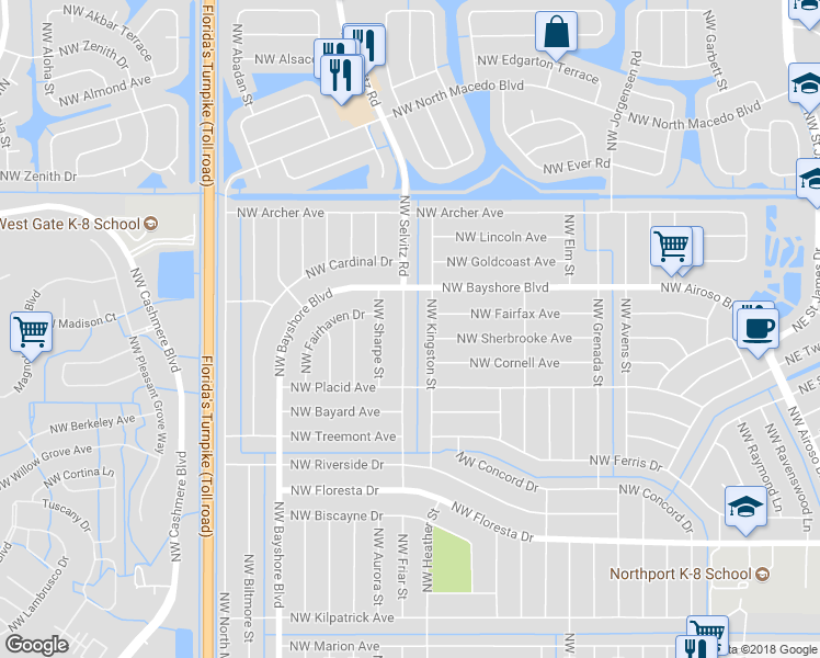 map of restaurants, bars, coffee shops, grocery stores, and more near 651 Northwest Selvitz Road in Port Saint Lucie
