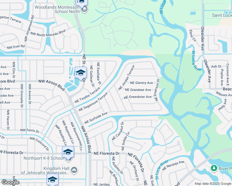 map of restaurants, bars, coffee shops, grocery stores, and more near 662 Northeast Larkspur Lane in Port St. Lucie