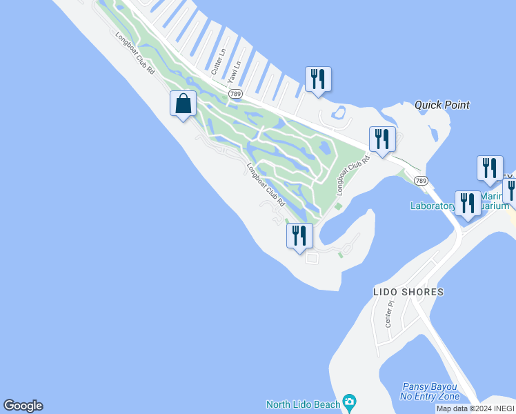 map of restaurants, bars, coffee shops, grocery stores, and more near 415 L Ambiance Drive in Longboat Key