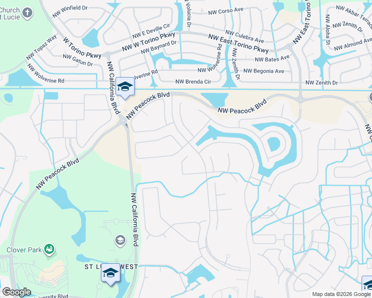 map of restaurants, bars, coffee shops, grocery stores, and more near 344 Northwest Treeline Trce in Port St. Lucie