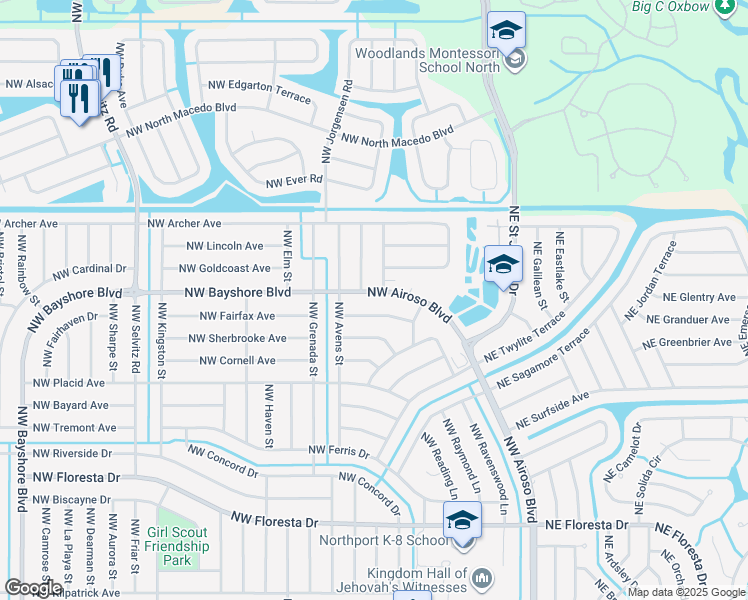 map of restaurants, bars, coffee shops, grocery stores, and more near 758 Northwest Airoso Boulevard in Port St. Lucie