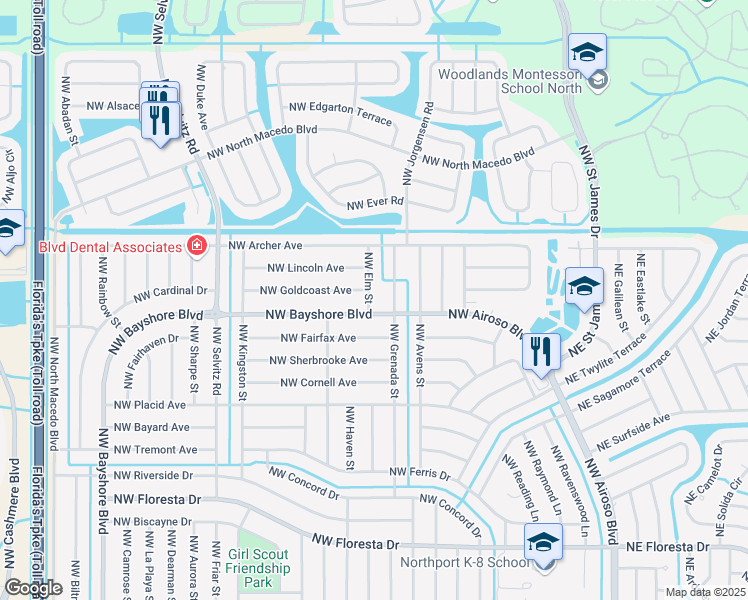 map of restaurants, bars, coffee shops, grocery stores, and more near 711 Northwest Elm Street in Port St. Lucie
