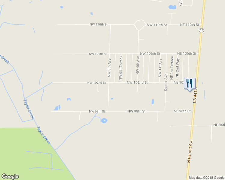 map of restaurants, bars, coffee shops, grocery stores, and more near 750 Northwest 102nd Street in Okeechobee