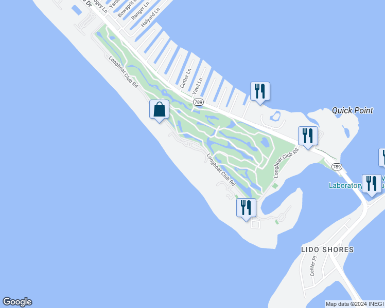 map of restaurants, bars, coffee shops, grocery stores, and more near 565 Sanctuary Drive in Longboat Key