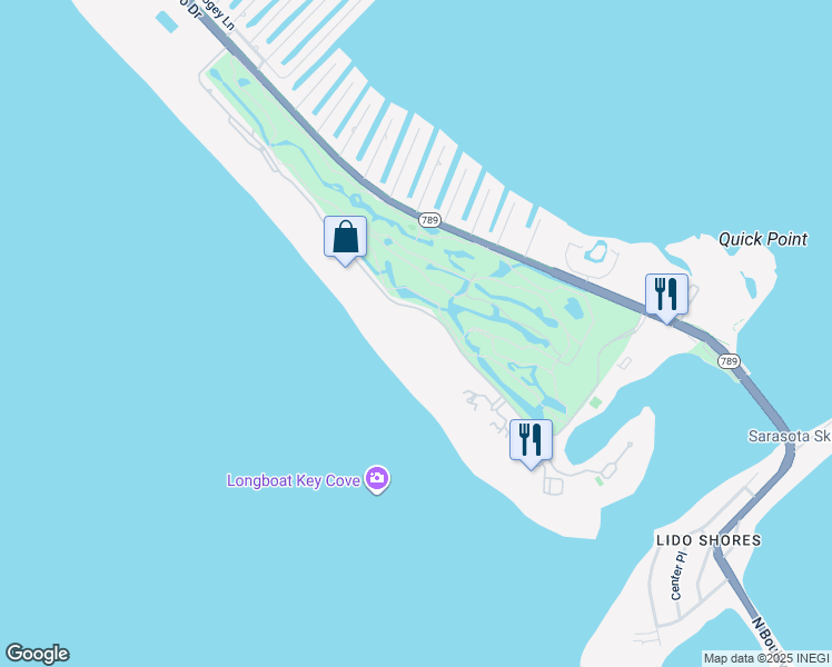 map of restaurants, bars, coffee shops, grocery stores, and more near 565 Sanctuary Drive in Longboat Key