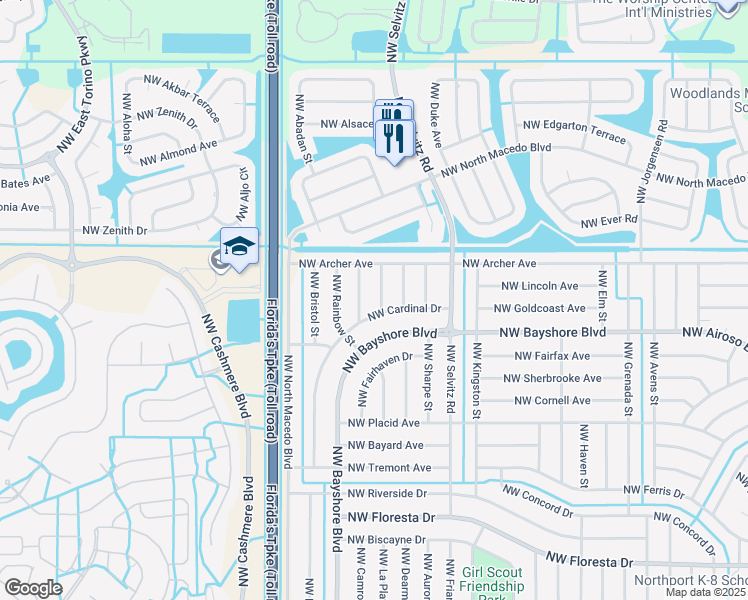 map of restaurants, bars, coffee shops, grocery stores, and more near 730 Northwest Dupre Street in Port St. Lucie