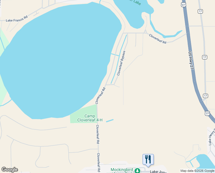 map of restaurants, bars, coffee shops, grocery stores, and more near 217 Cloverleaf Road in Lake Placid