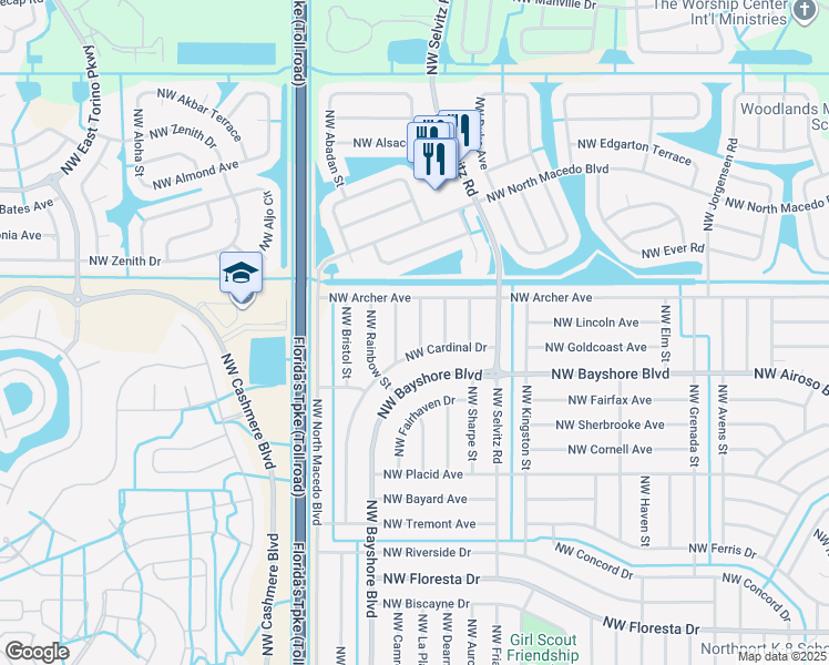 map of restaurants, bars, coffee shops, grocery stores, and more near 730 Northwest Dupre Street in Port St. Lucie