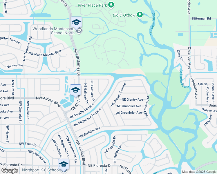 map of restaurants, bars, coffee shops, grocery stores, and more near 164 Northeast Twylite Terrace in Port St. Lucie