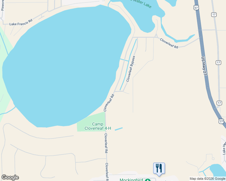 map of restaurants, bars, coffee shops, grocery stores, and more near 217 Cloverleaf Road in Lake Placid