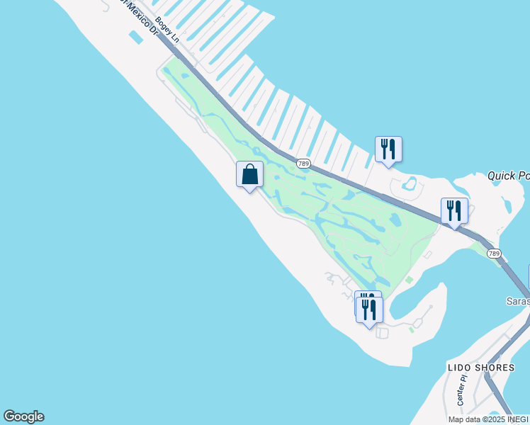 map of restaurants, bars, coffee shops, grocery stores, and more near 585 Sanctuary Drive in Longboat Key